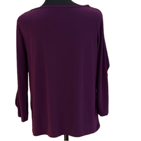 Ciara Sun Woo purple boat neck top with ruffle sleeves, super soft size XS - Picture 2 of 7